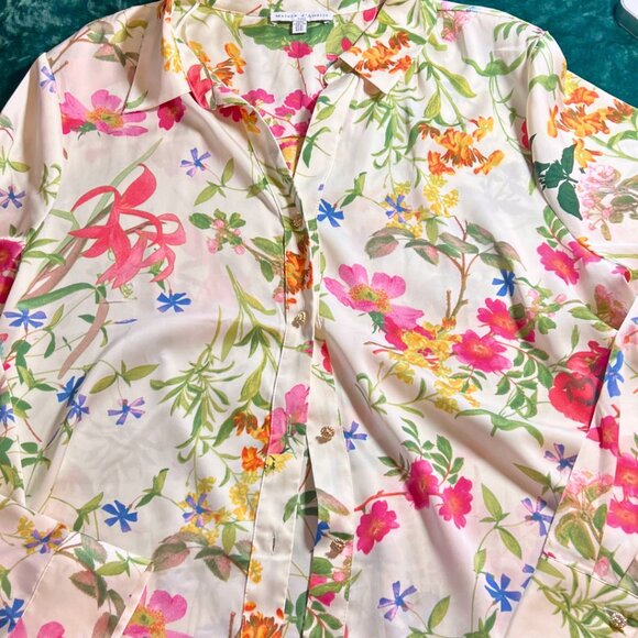 Maison d’Amélie Floral Button-Down Blouse – Cream Multicolor – Size XL - Picture 1 of 4